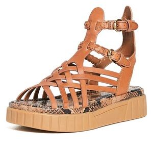 Sam Edelman Geana Saddle Braided Ankle Strap Platform Wedge Gladiator Sandal
